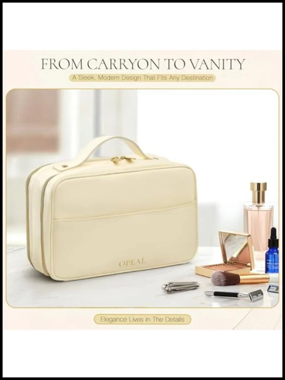 2-in-1 Travel Makeup Toiletry Organizer with Flexible Compartments, Clear TSA